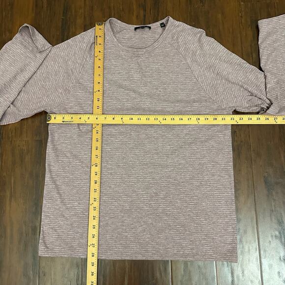 VINCE T-Shirt Dusty Rose Pinstriped Crew Neck Raglan Sleeve Tee Comfort - Picture 9 of 9